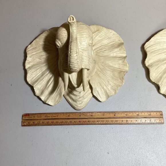 Two Elephant Head Wood Large Curtain Tie Back Ornamental Pull Through Hook Set - Picture 8 of 8